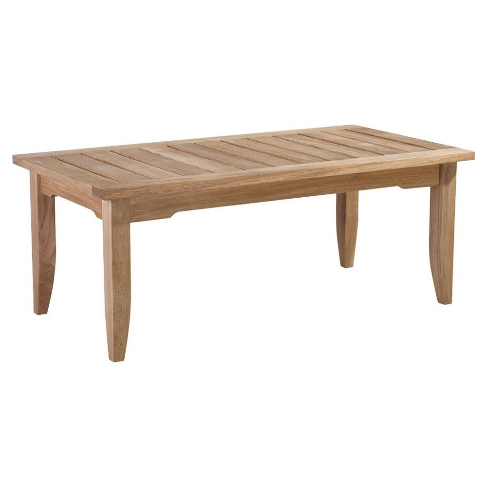 Eliora Coastal Beach Natural Teak Wood Outdoor Rectangular Coffee Table|