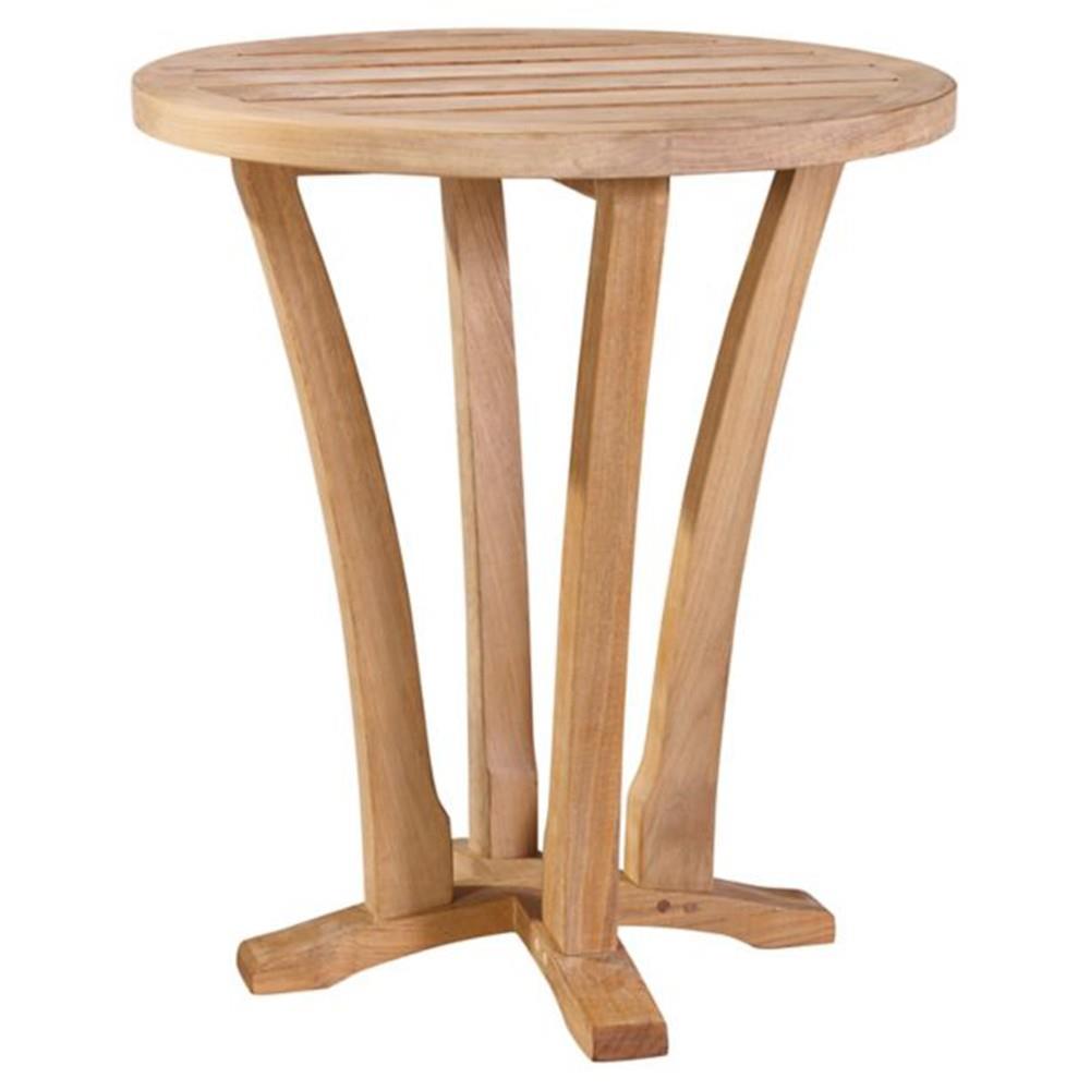 Eliora Coastal Beach Natural Teak Wood Outdoor Round Side Table|