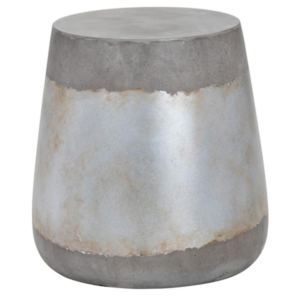Costera Industrial Grey Concrete Round Drum Outdoor Side Table|