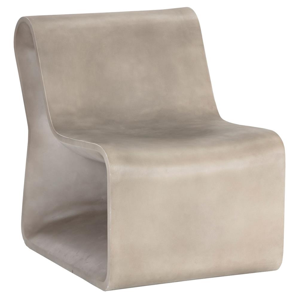 Charity Industrial Loft Grey Concrete Armless Outdoor Lounge Chair|