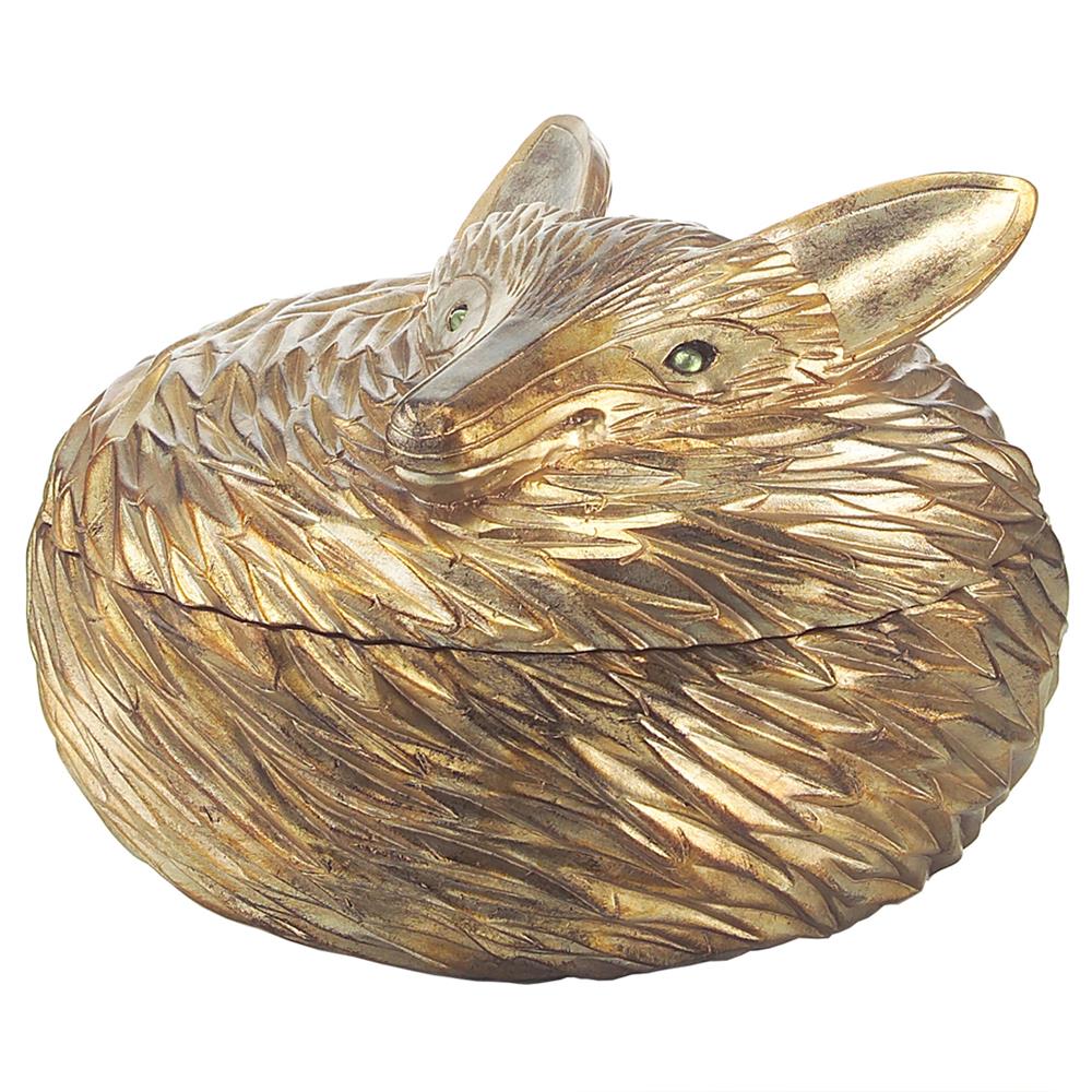 John-Richard Reynard Hollywood Regency Antique Silver Fox Sculpted Box|