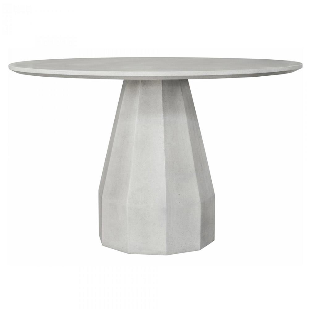 Aiden Industrial Loft White Concrete Round Pedestal Outdoor Dining Table - 47"W|