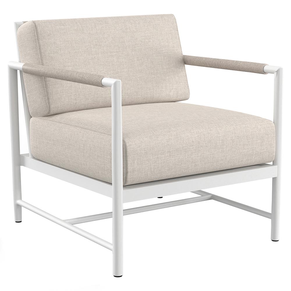 Callie Beige Upholstered White Aluminum Outdoor Lounge Club Chair|