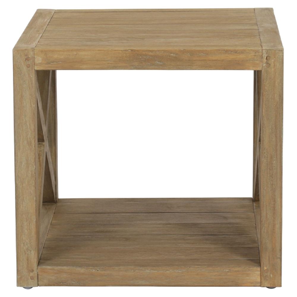 Amina Coastal Natural Teak Wood Square Outdoor End Table|