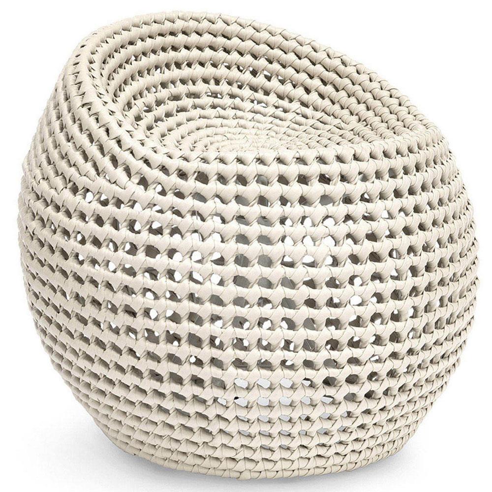 Palecek Manhattan Coastal Beach White Woven Vinyl Metal Frame