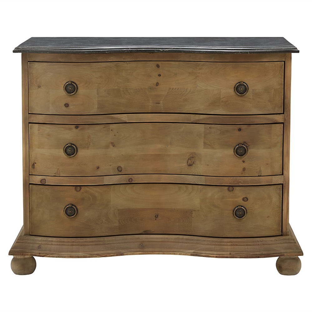 Indigo Rustic Lodge Grey Stone Top Brown Wood 3 Drawer Dresser|
