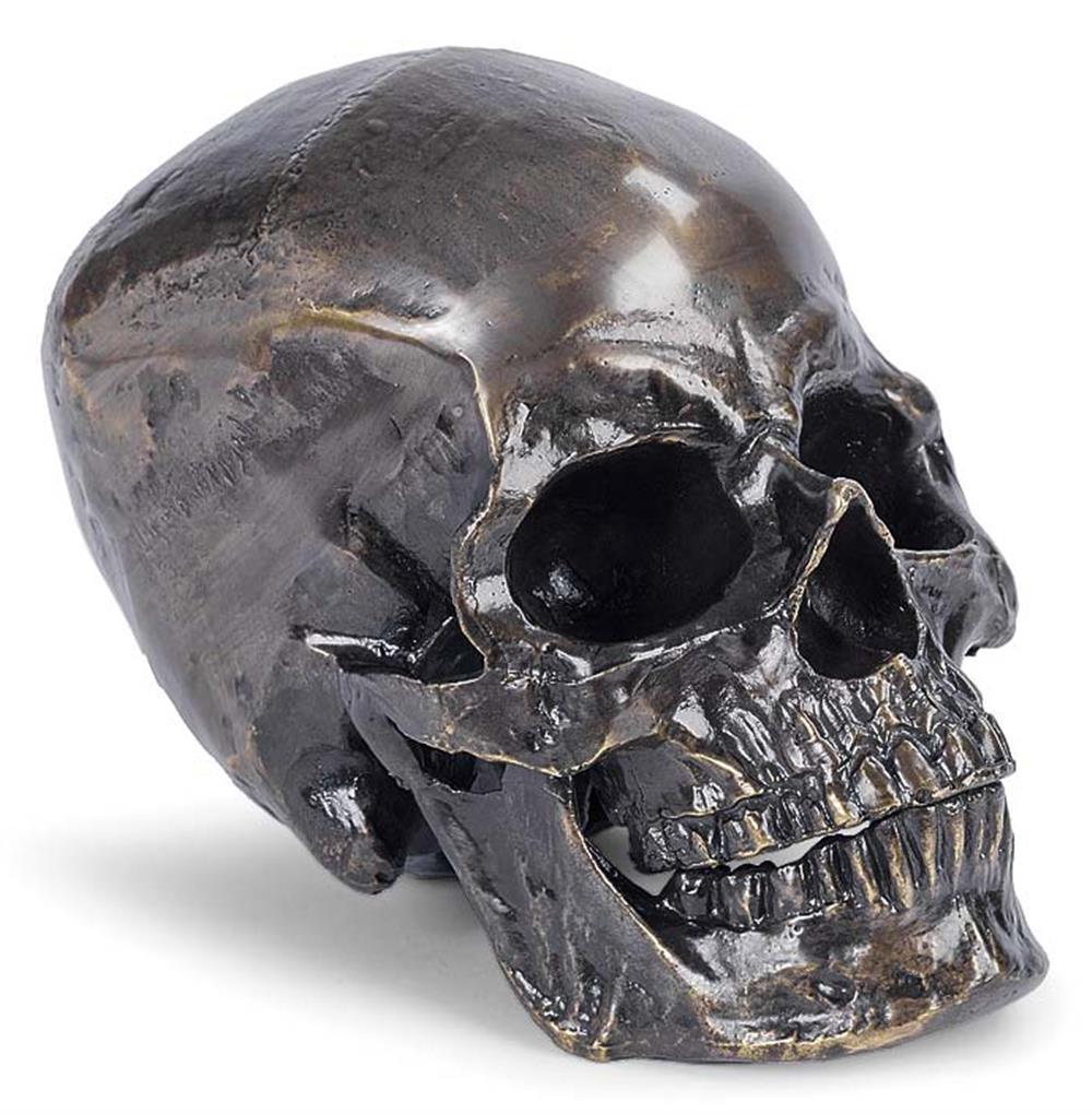 thumbnail image 2 of Lite Accents Skull Lamp Finial – Aged Brass Finish, Highly Detailed Metal Casting 2 of 4
