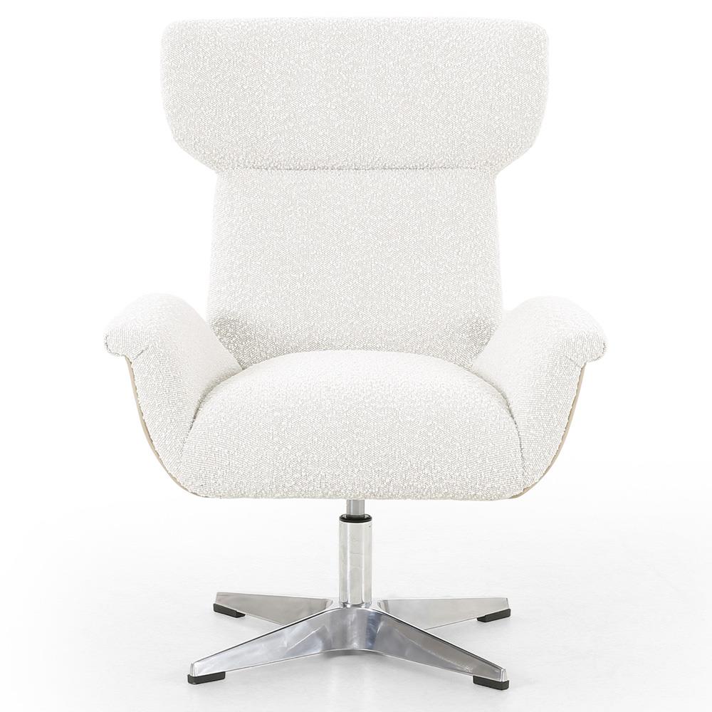 Celine Modern White Upholstered Boucle Silver Aluminum Base Adjustable Office Chair|