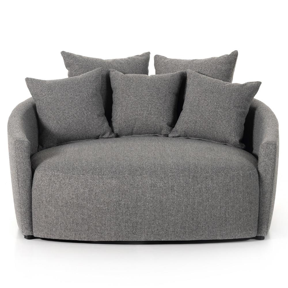 Louisa Modern Classic Grey Upholstered Round Sofa - 62"W|