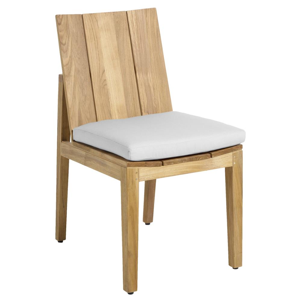 Ashland Natural Teak White Cushion Outdoor Dining Side Chair|