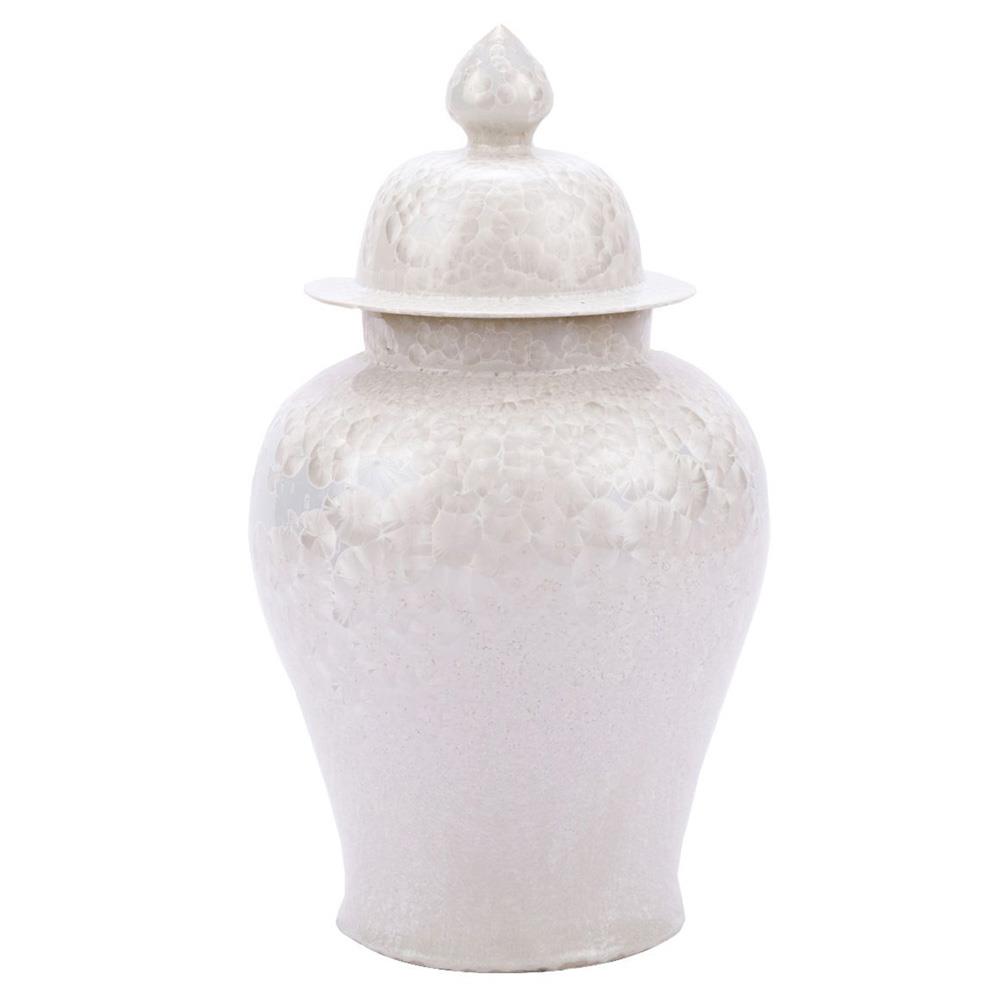 Garrett French Country White Ceramic Decorative Temple Jar|