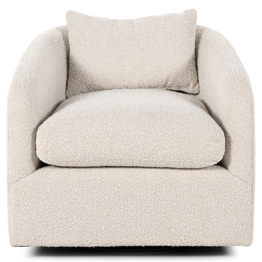 Perrin Modern Classic Beige Performance Boucle Swivel Occasional Barrel Chair|