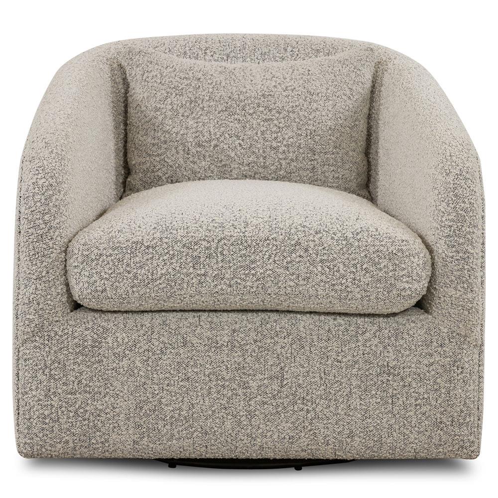 Perrin Modern Classic Grey Performance Boucle Swivel Occasional Barrel Chair|