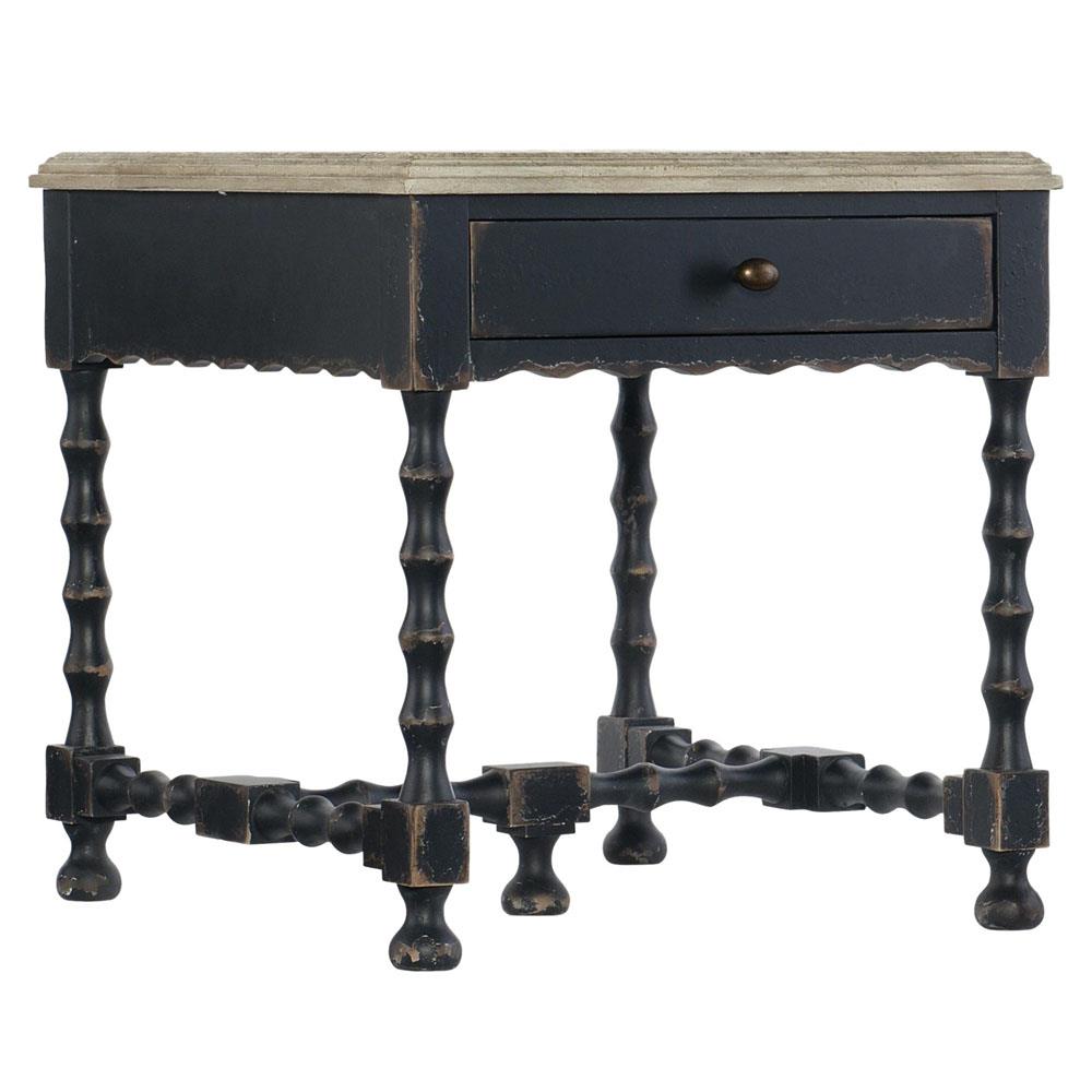 Czar French Country Distressed Brown Top Black Maple Wood Side End Table|