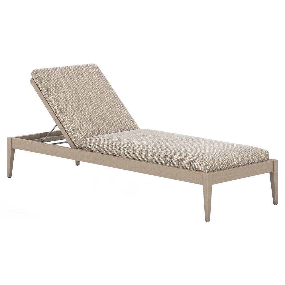Cheryl Classic Beige Cushion Natural Teak Wood Frame Outdoor Chaise Lounge|