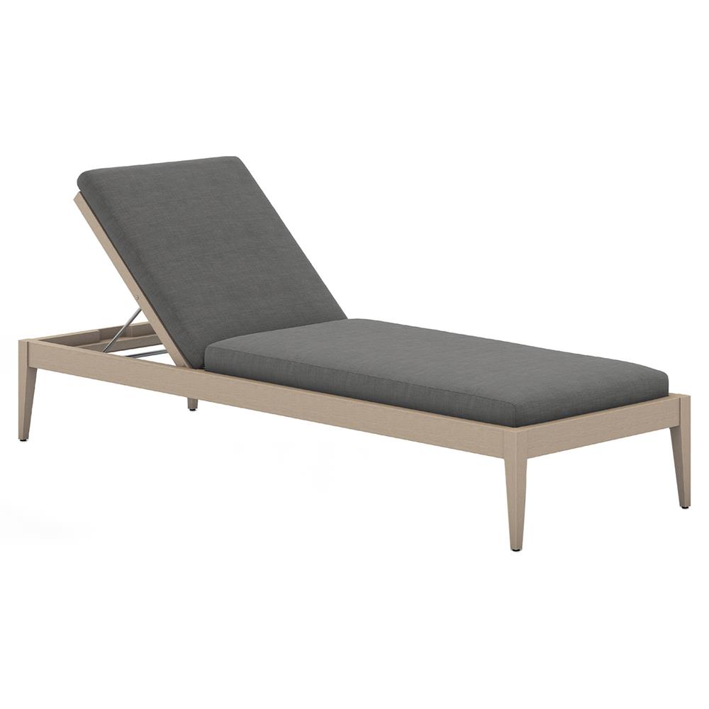 Cheryl Classic Black Cushion Natural Teak Wood Frame Outdoor Chaise Lounge|