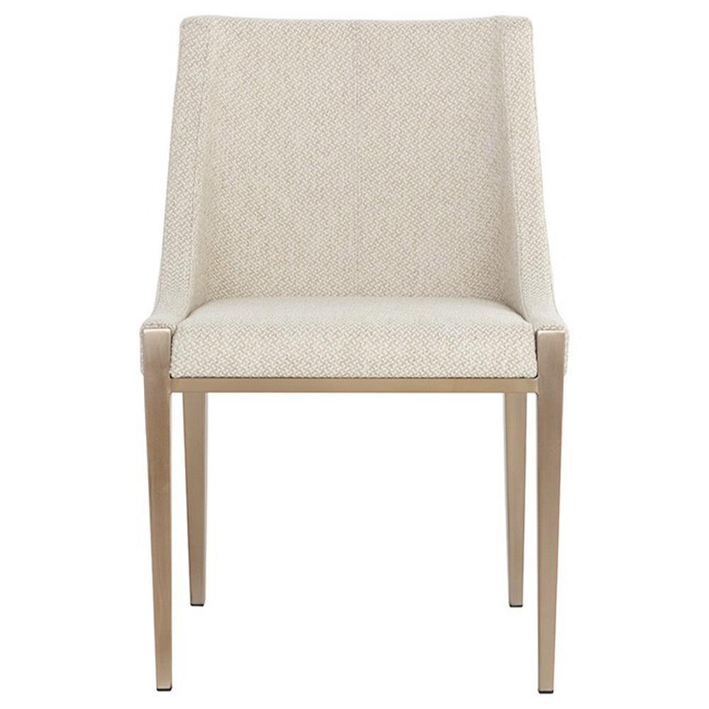 Reeves French Monument Oatmeal Upholstered Antique Brass Dining