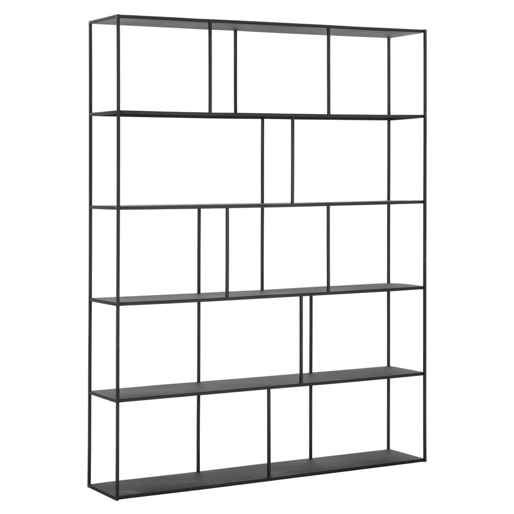 Cantrell Industrial Loft Matte Black Iron 5 Tier Double Display Case|