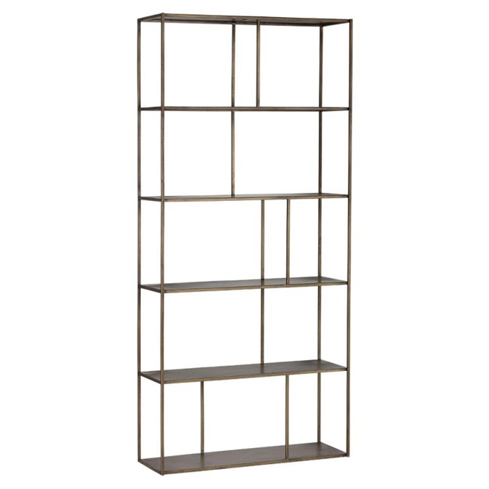 Cantrell Industrial Loft Antique Brass Iron 5 Tier Display Case|