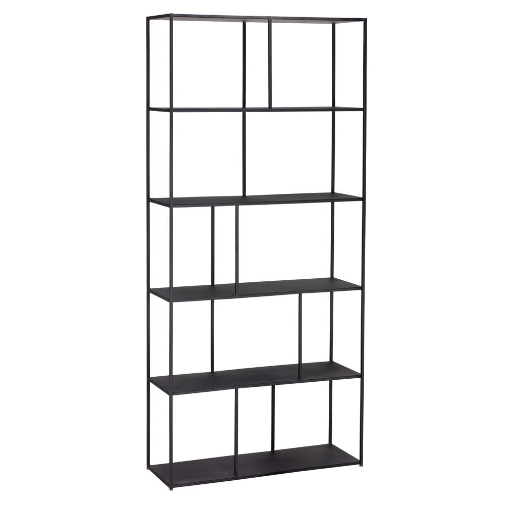 Cantrell Industrial Loft Matte Black Iron 5 Tier Display Case|