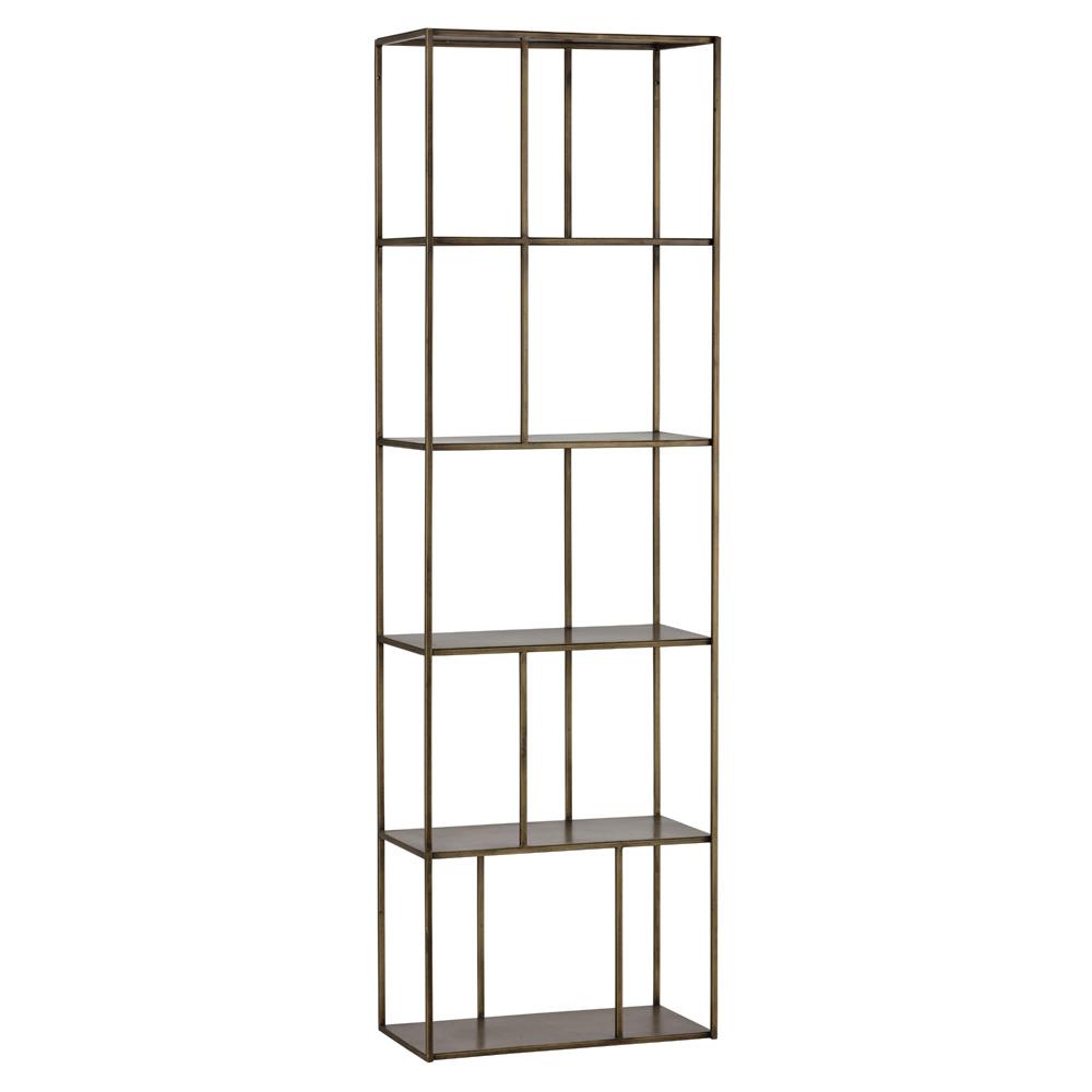 Cantrell Industrial Loft Antique Brass Iron 5 Tier Single Display Case|