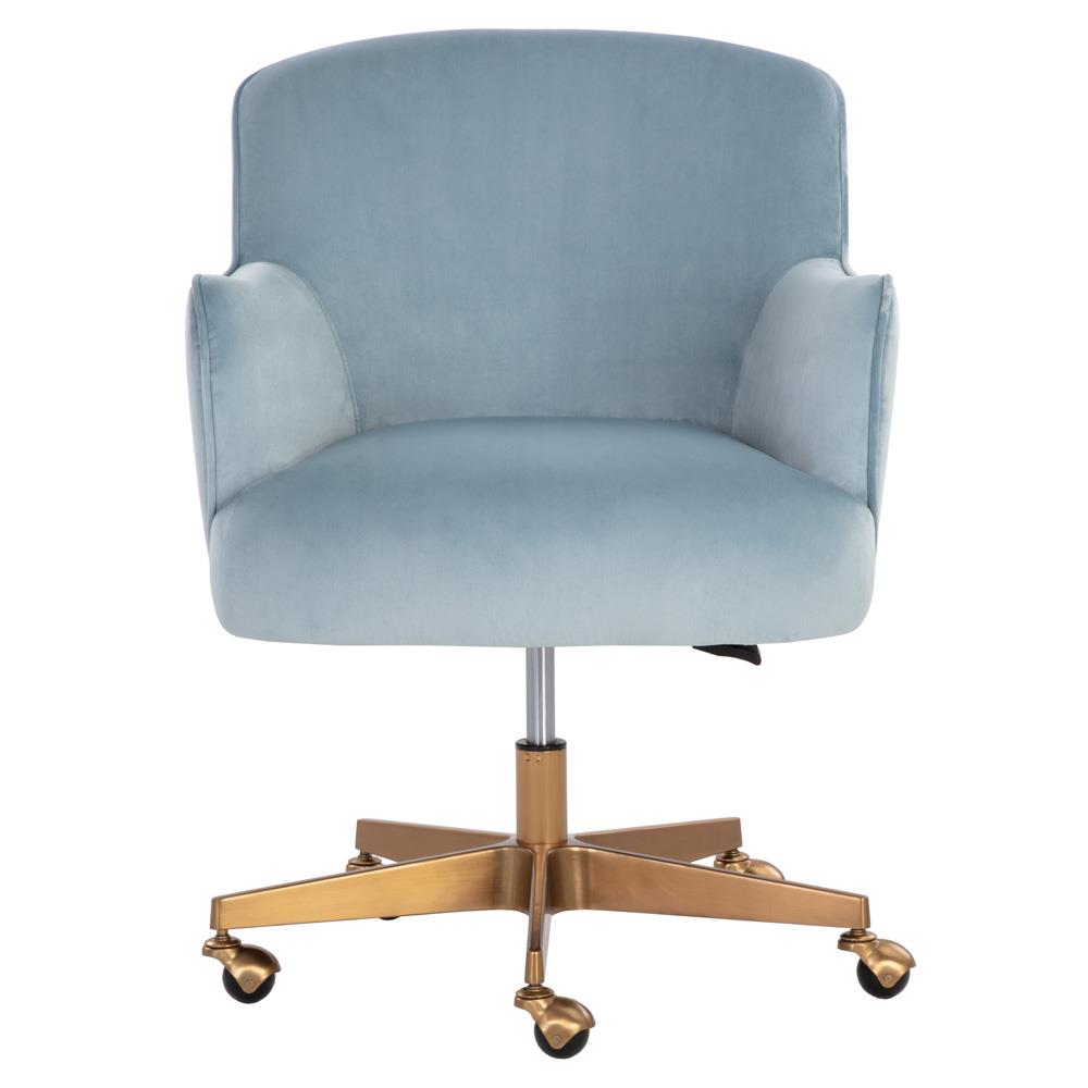 Taska Modern Classic Blue Upholstered Gold Steel Office Chair|