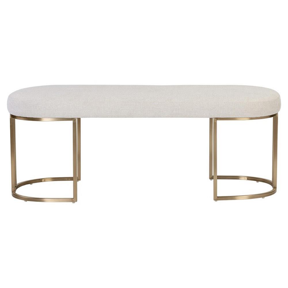 Aliyah Modern Classic Beige Performance Antique Brass Bench|