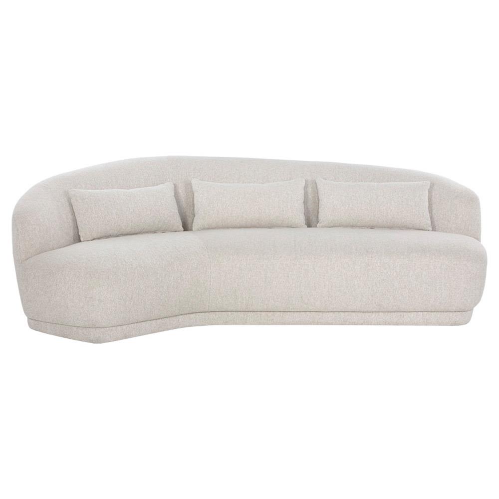 Fannie French Country Cream Performance Curved Sofa - 98"|