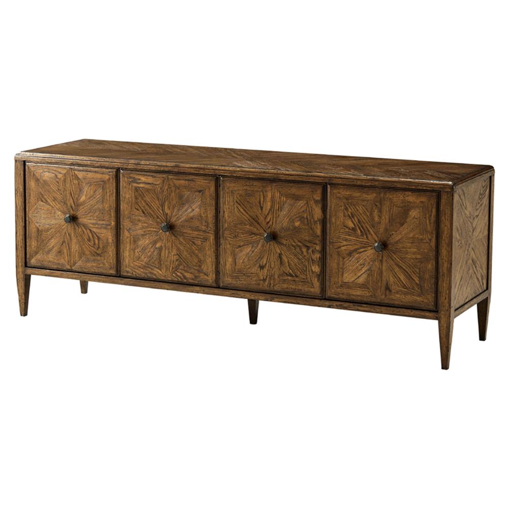 Ayra Mid Century Modern Dusk Brown Oak Wood Media Console|