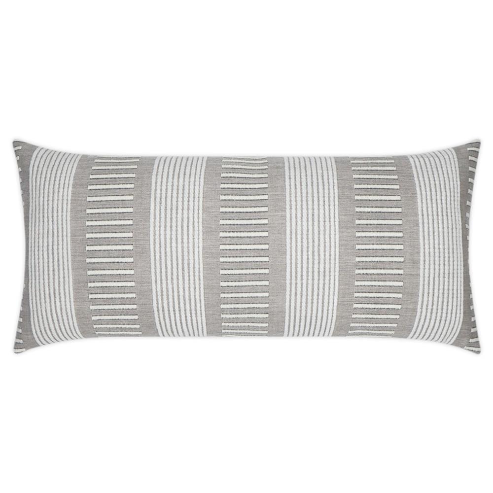 Oceanus Coastal Beach Ash Grey Stripe Indoor Outdoor Lumbar Pillow - 12x24|