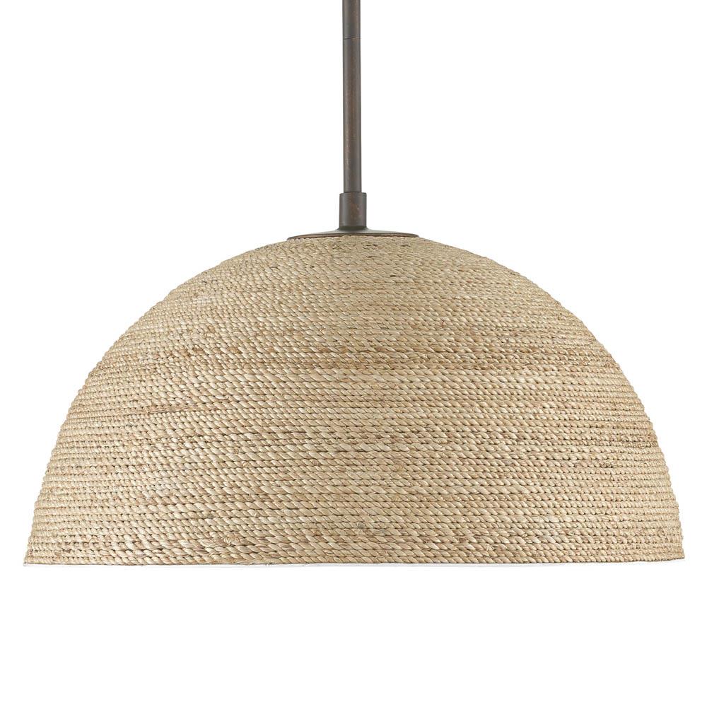 Jordan Coastal Beach Natural Abaca Rope Dome Shade Single Pendant|