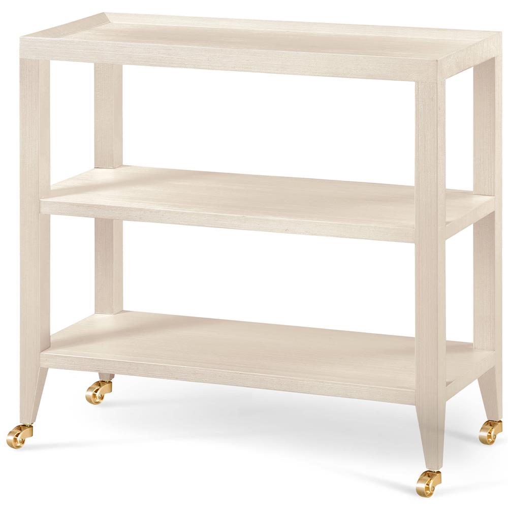 Villa & House Isadora French Grasscloth Brass Casters 3 Tier