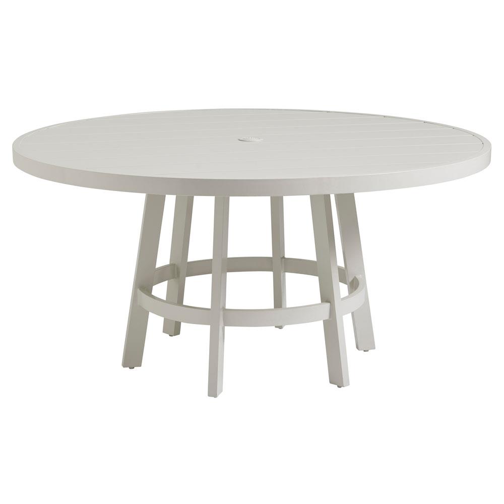 Seabrook Coastal White Aluminum Outdoor Round Dining Table - 60"W|