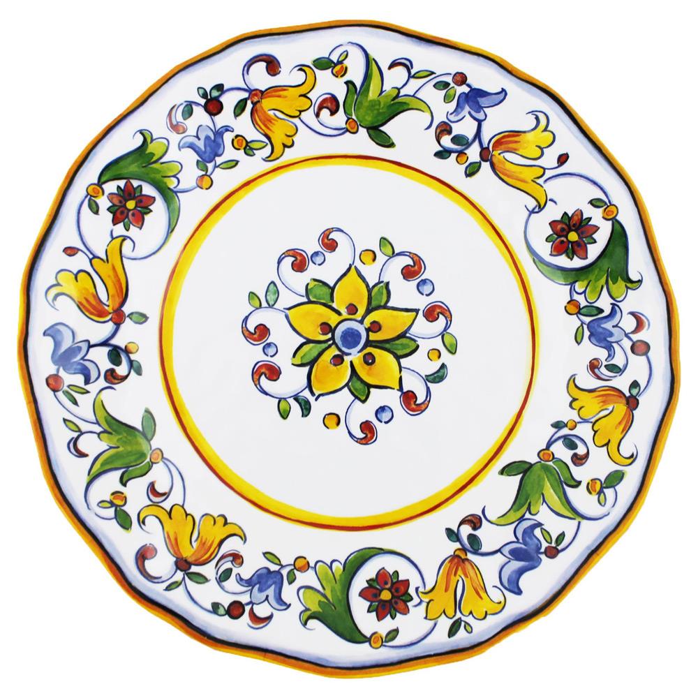 Capri French Country White Melamine Floral Salad Plate|