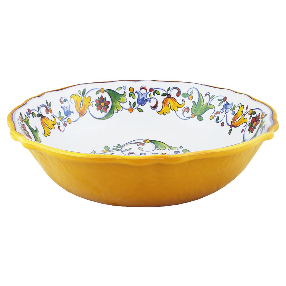Capri French Country White Melamine Floral Salad Bowl|