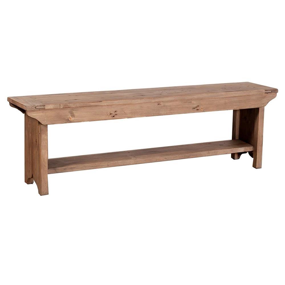 Irina Rustic Lodge Brown Reclaimed Pine Wood Entryway Bench Long