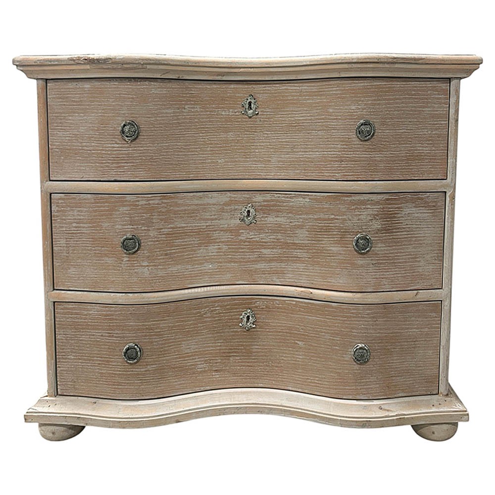 Arom French Country Brown Birch Wood 3 Drawer Bachelor Chest Dresser|