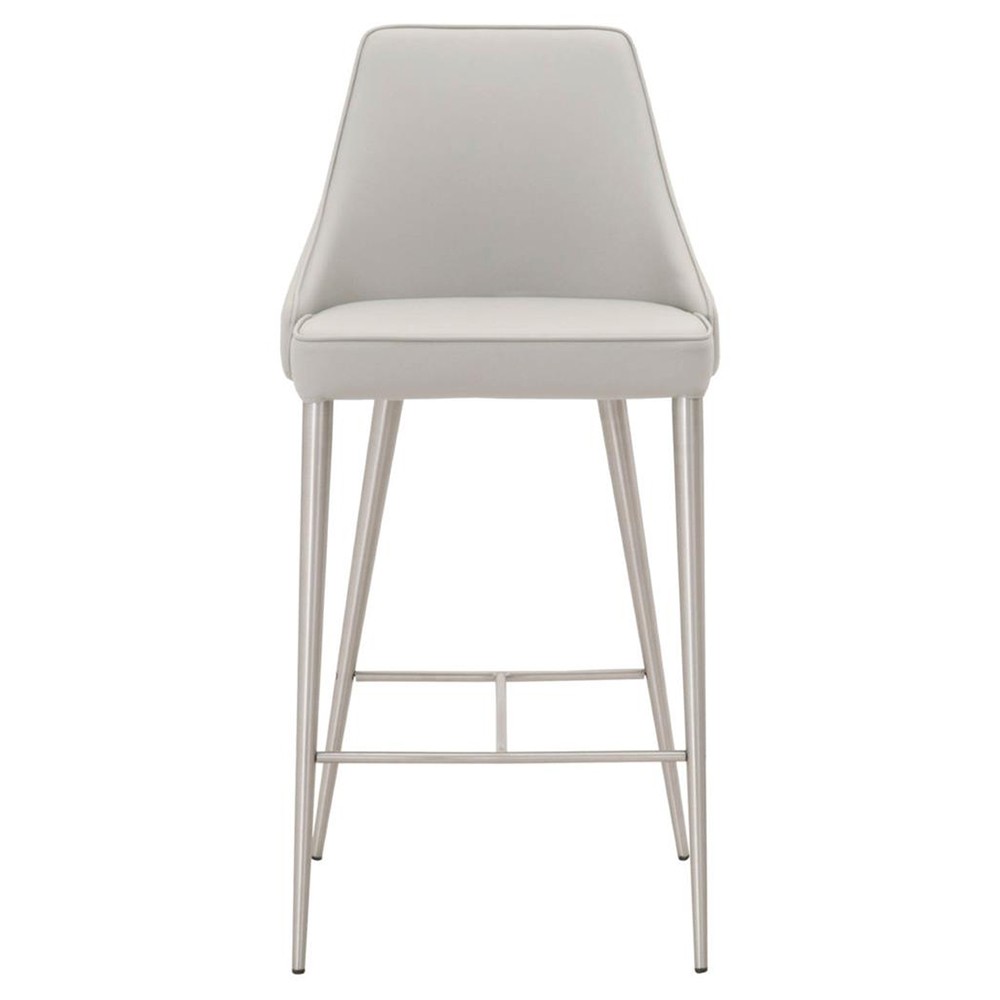 Open Box Landon Modern Classic Grey Leather Stainless Steel Counter Stool|