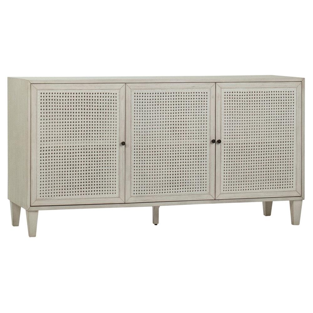 Gabriel Coastal Beach White Acacia Wood Woven Rattan Sideboard - 66"|