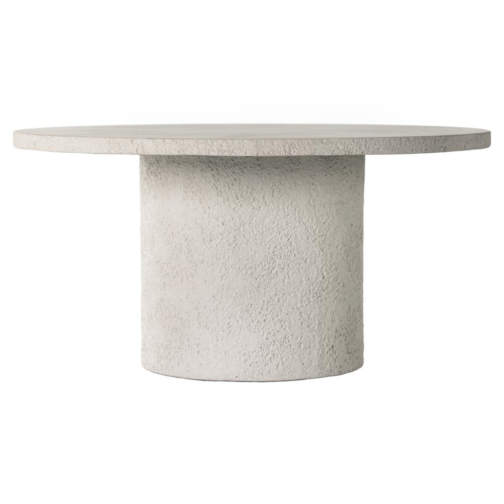 Lucienne Industrial Loft White Concrete Round Outdoor Dining Table - 60"W|