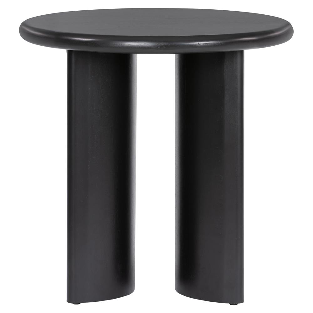 Paris Rustic Lodge Black Acacia Wood Crescent Base Round Side End Table|