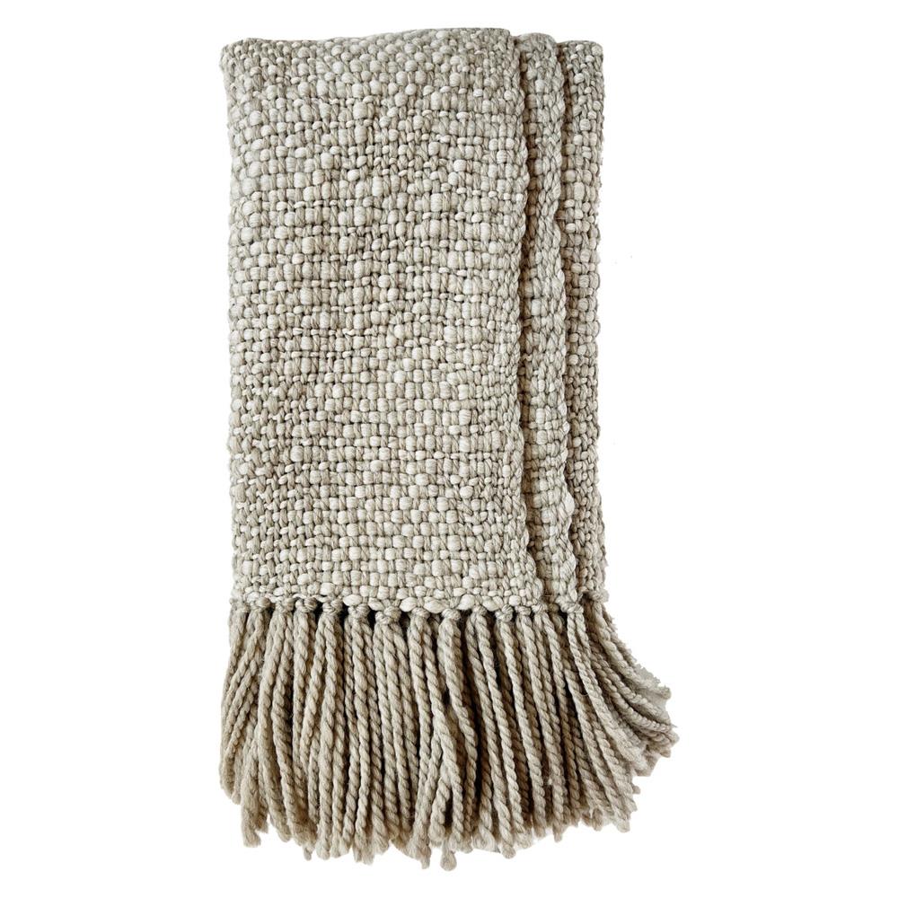 Sage Coastal Beach Pebble Wool Handwoven Throw Blanket|
