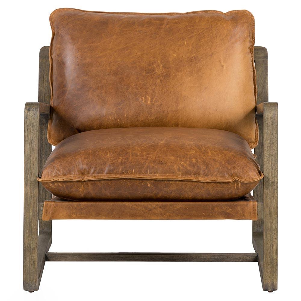 Ailyn Rustic Lodge Brown Upholstered Leather Wood Frame Occasional