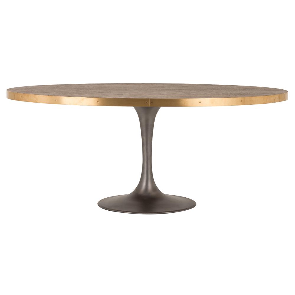 Cressley Industrial Polished Brass Grey Iron Oval Dining Table - 72"W|