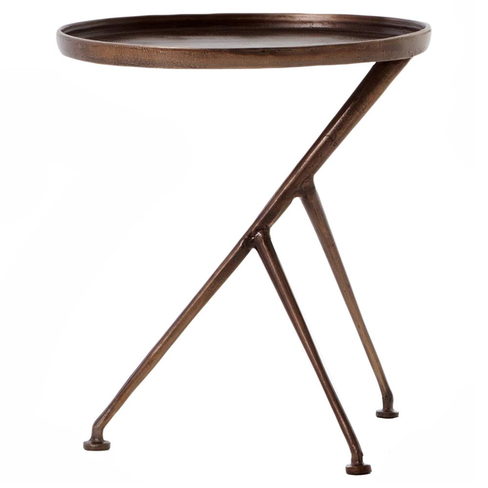 Soledad Industrial Loft Brown Aluminum Tripod Base Outdoor Oval Side Table|