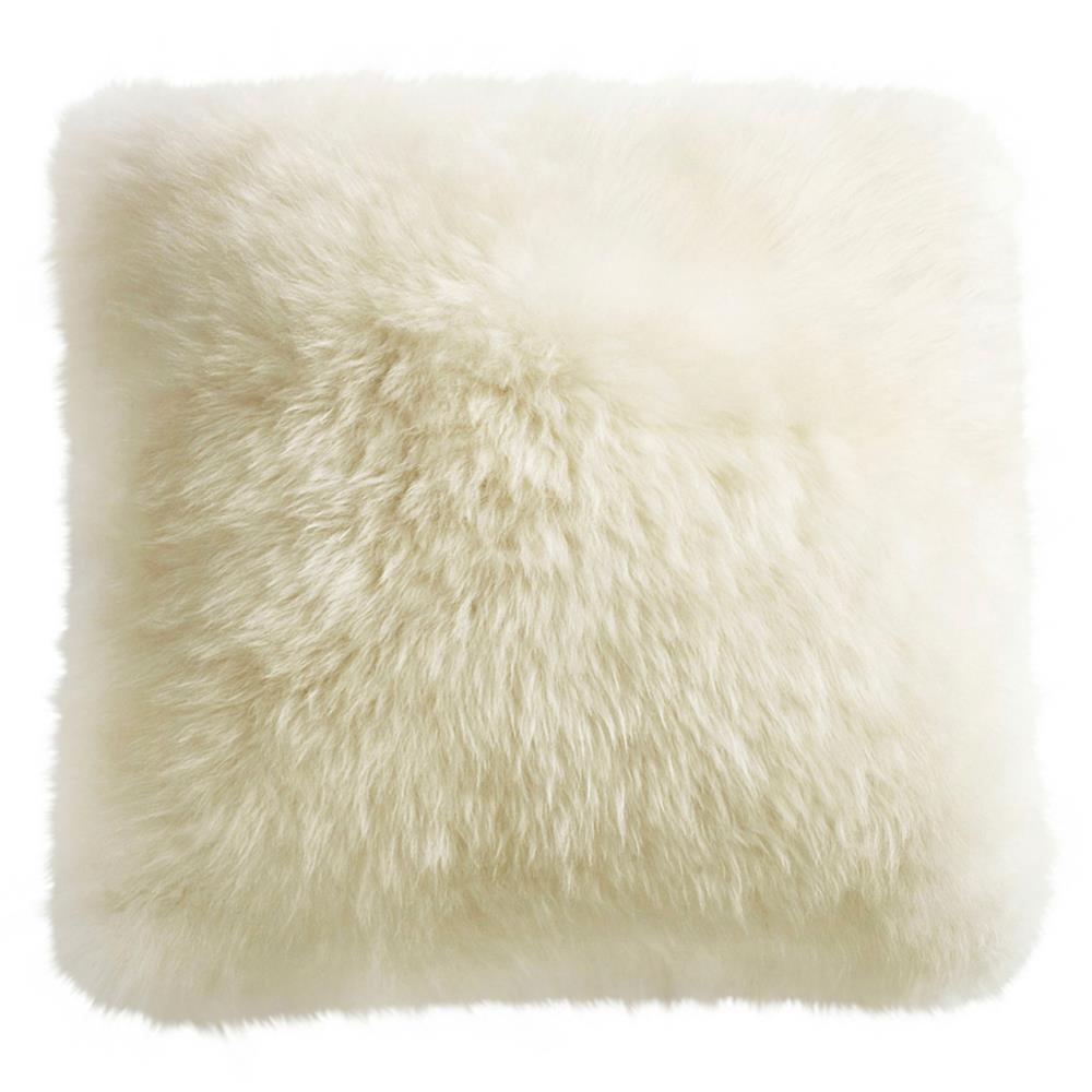 Mildred Modern Ivory Long Wool Fur Floor Pillow - 32x32 24