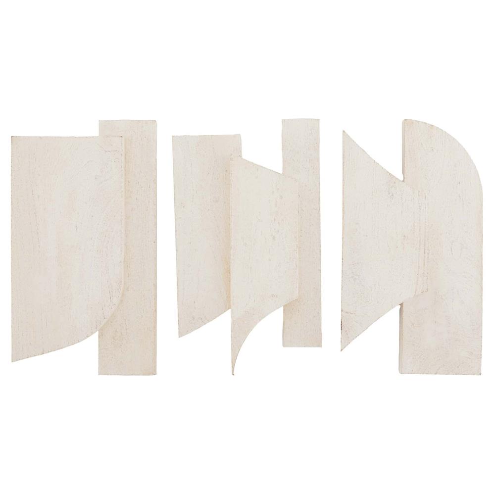 Pierson French Country White Mango Wood Wall Plaques - Set of 3|