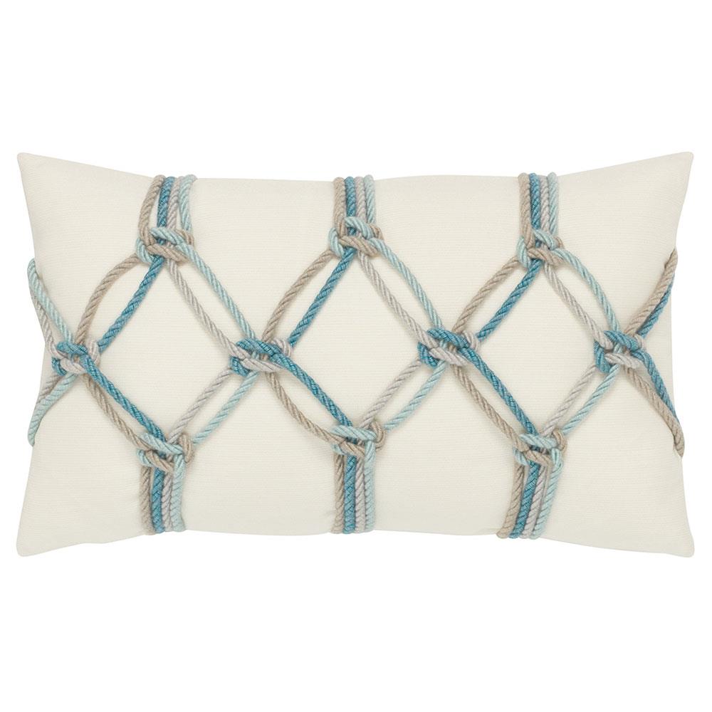 Cara Coastal Aqua Rope Indoor Outdoor Lumbar Pillow - 12x20|