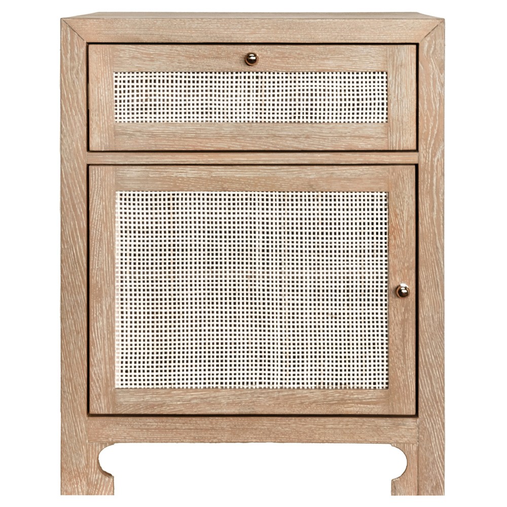 Worlds Away Ruth Coastal Beach Natural Wood Woven Cane Nightstand