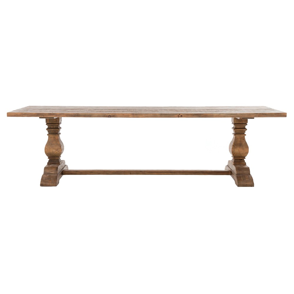 Arbois French Country Pine Wood Trestle Dining Table - 110"W|